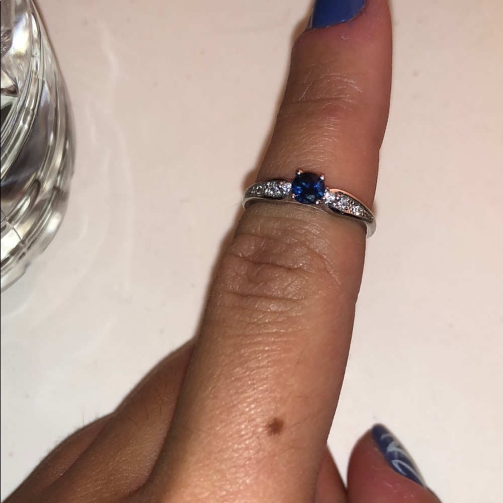 Sapphire diamond white gold ring